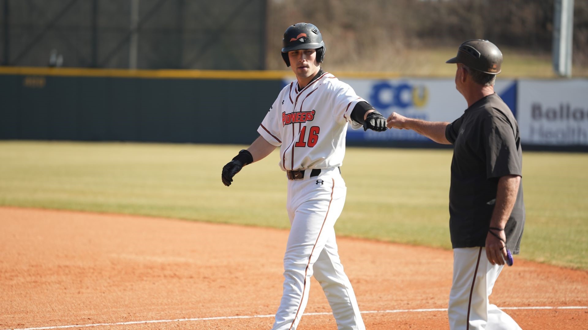 Jake Absher recorded four hits on the day in Tusculum's home opening DH with Illinois Springfield (photo by Joe Yates)