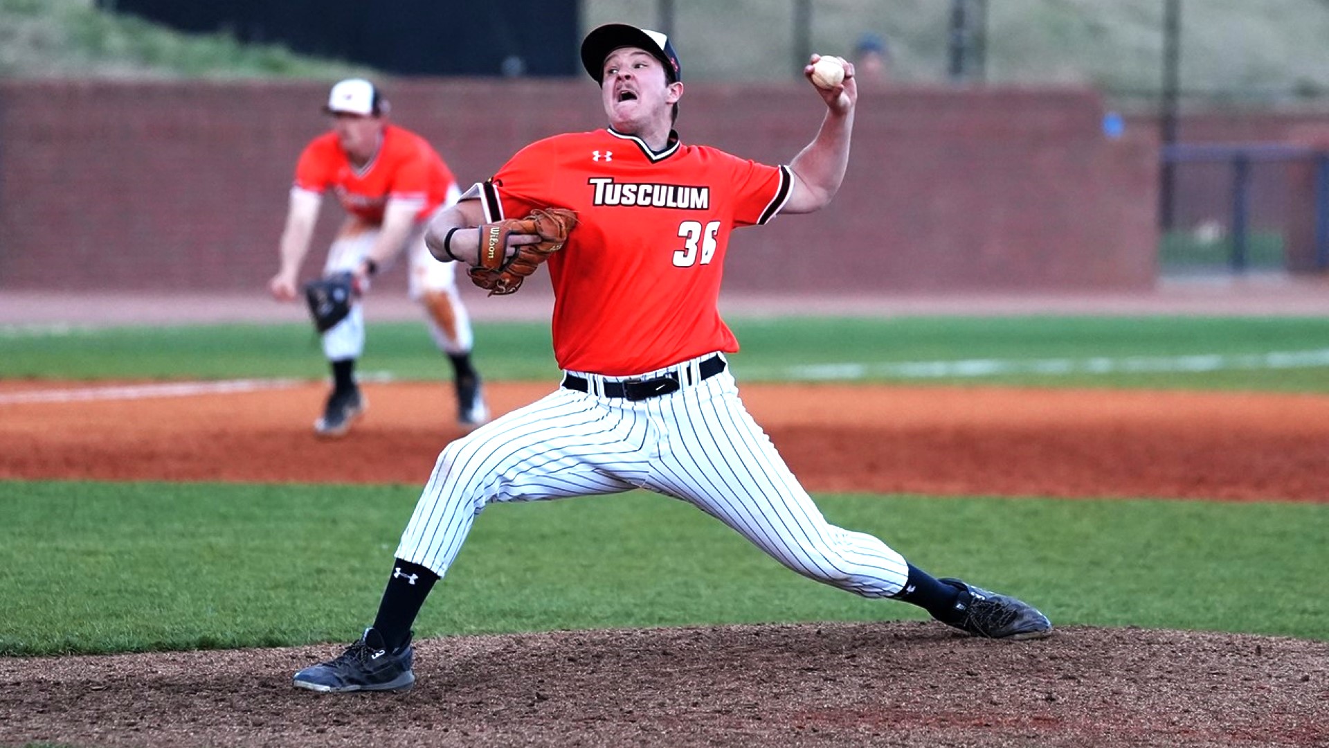 Scout Martin pitched 4.1 solid innings in relief as Tusculum rallied to defeat King (photo by Joe Yates)