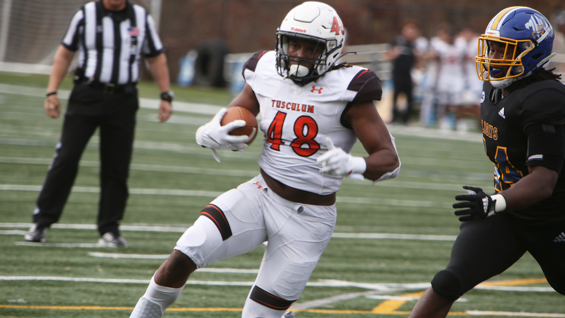 Mekhai Johnson rushed for a season-high 104 yards and two touchdowns including this TD run (photo by Dom Donnelly)