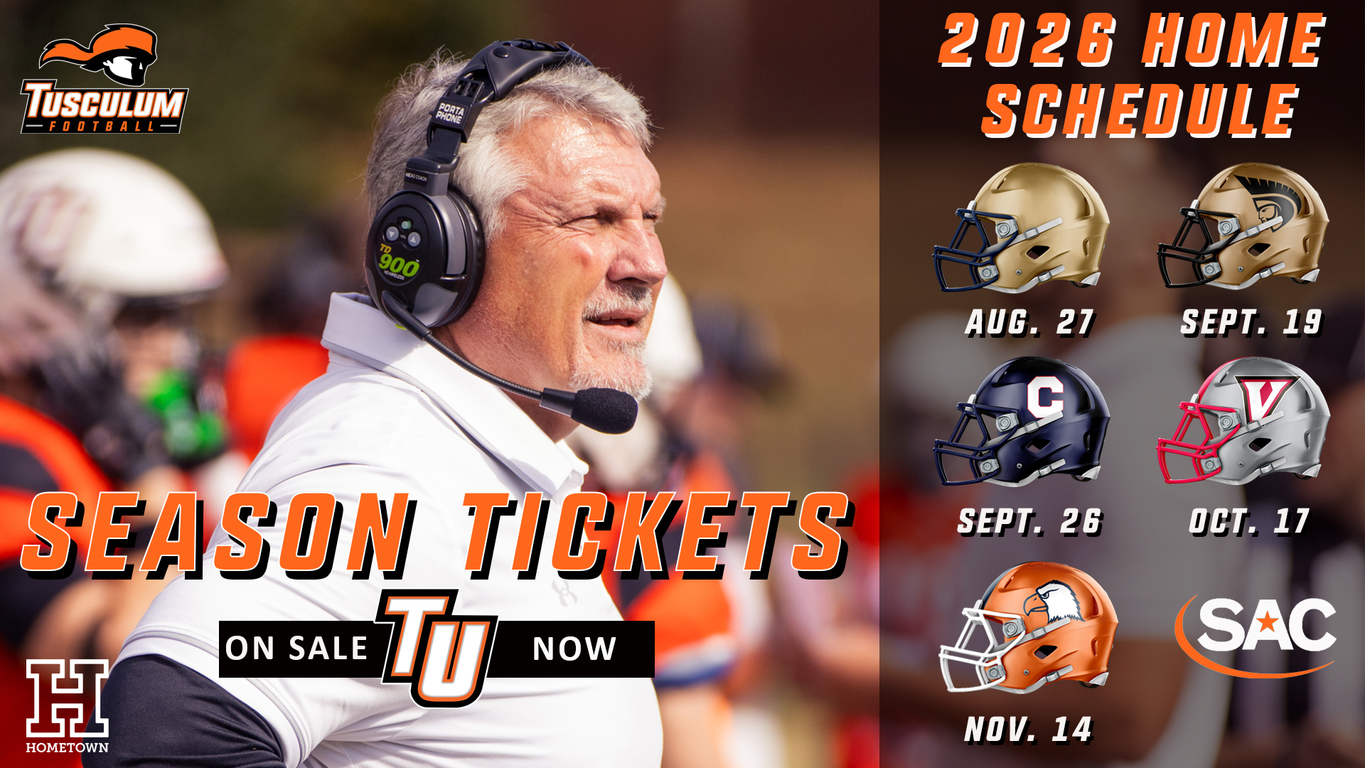 Football season tickets on sale NOW!!