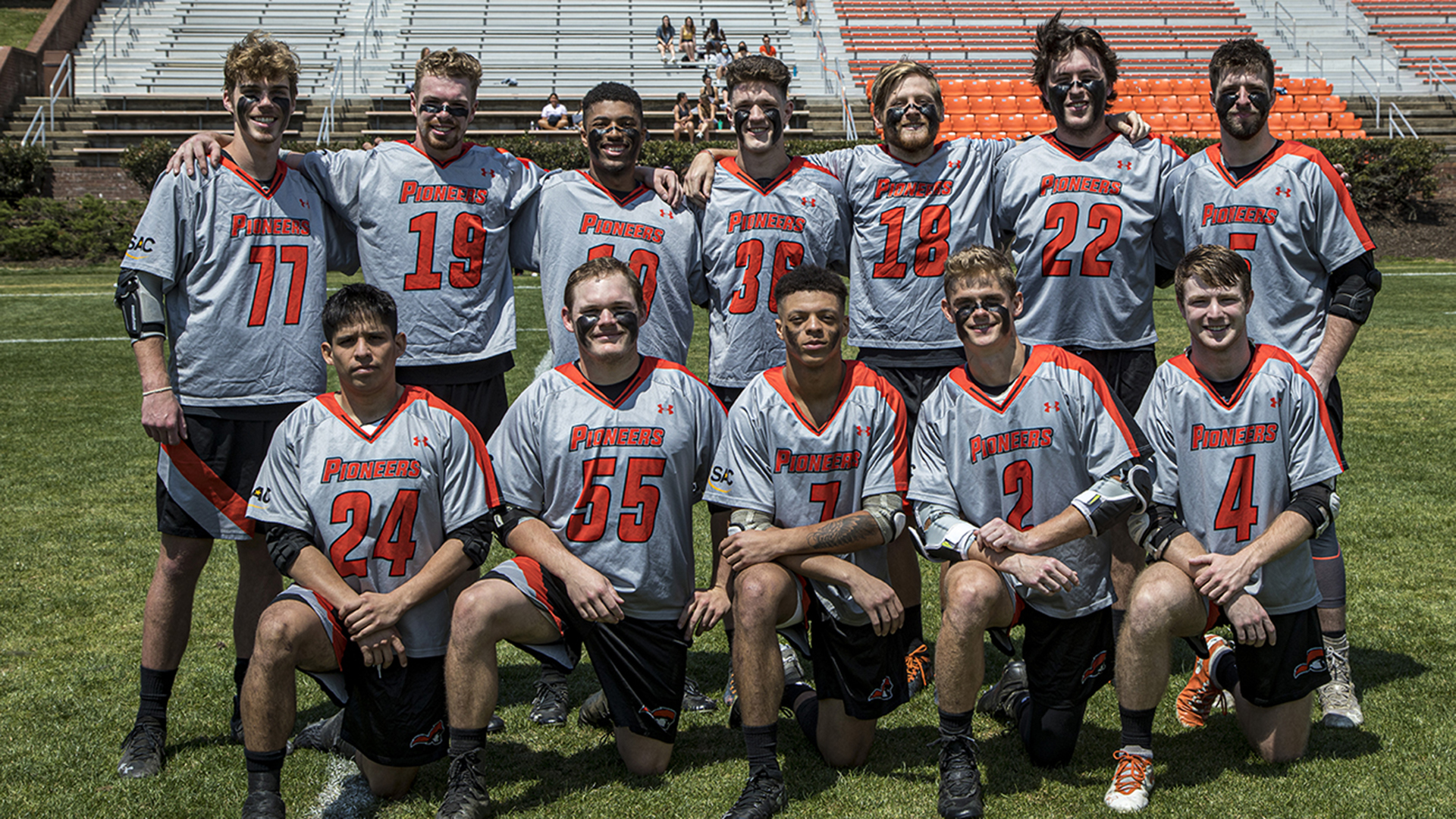 Tusculum honored its 10 seniors and two grad students prior to Tuesday's game with Coker (photo by Chuck Williams)