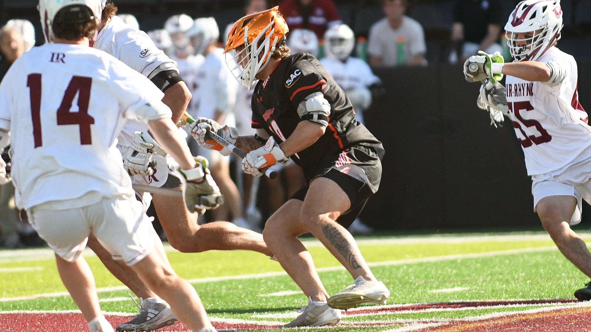Drake Vance collected six ground balls against Lenoir-Rhyne (photo by Syndee Lee)