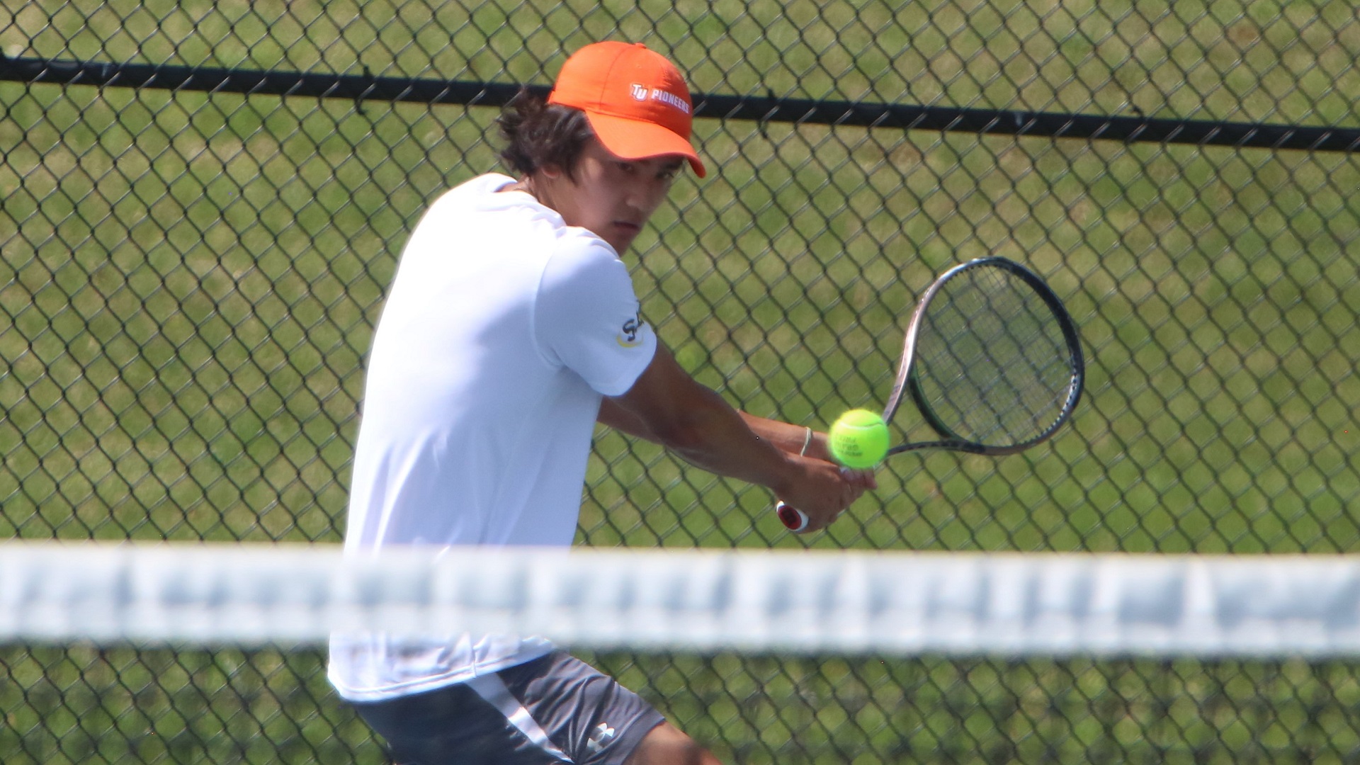 Nathan Matsuguma teamed with Angelos Avgeris for a win in doubles against Wingate (photo by Dom Donnelly)