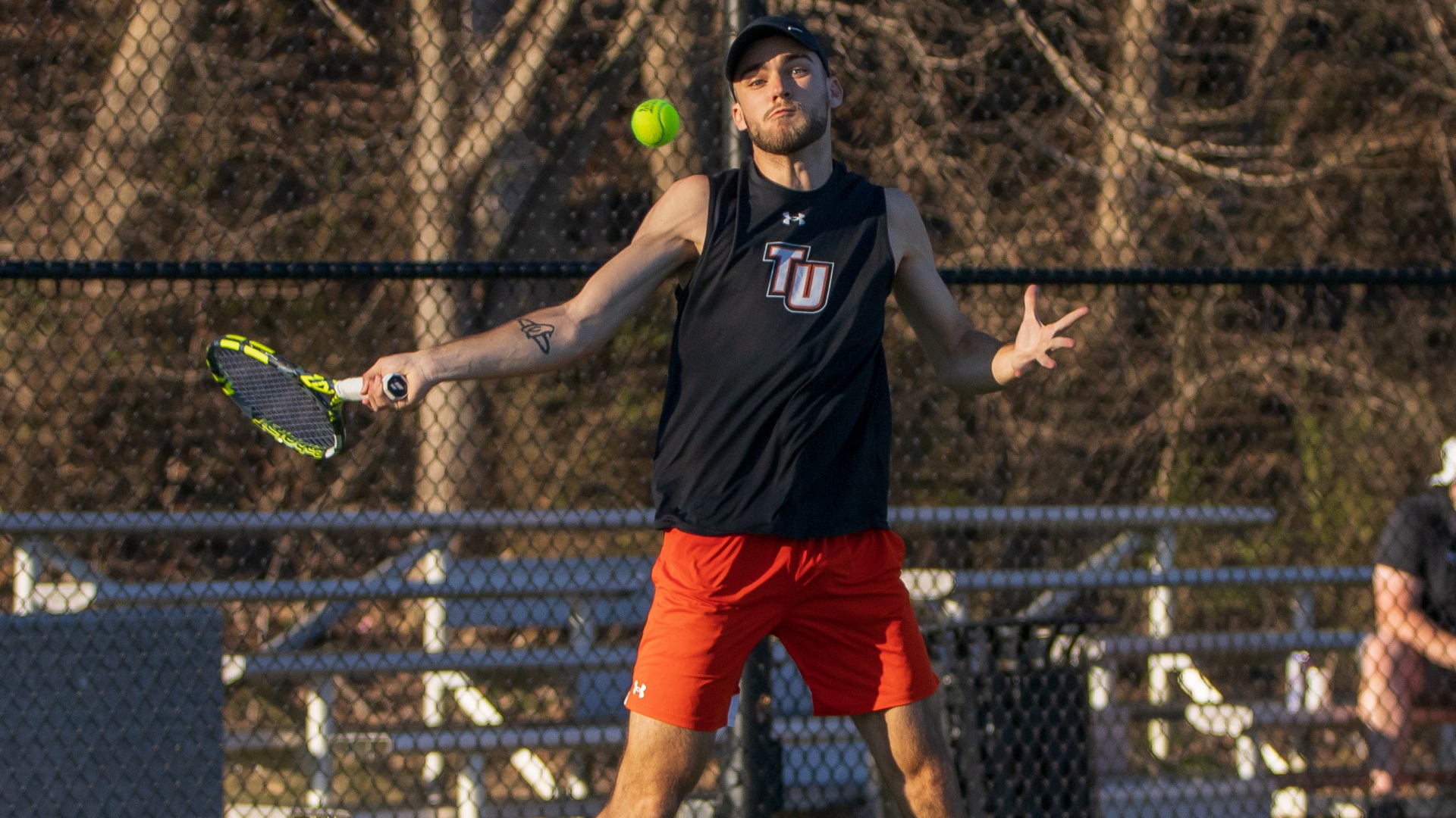 Angus Howard earned a straight-set victory for the Pioneers against West Virginia State (photo by Kari Ham)