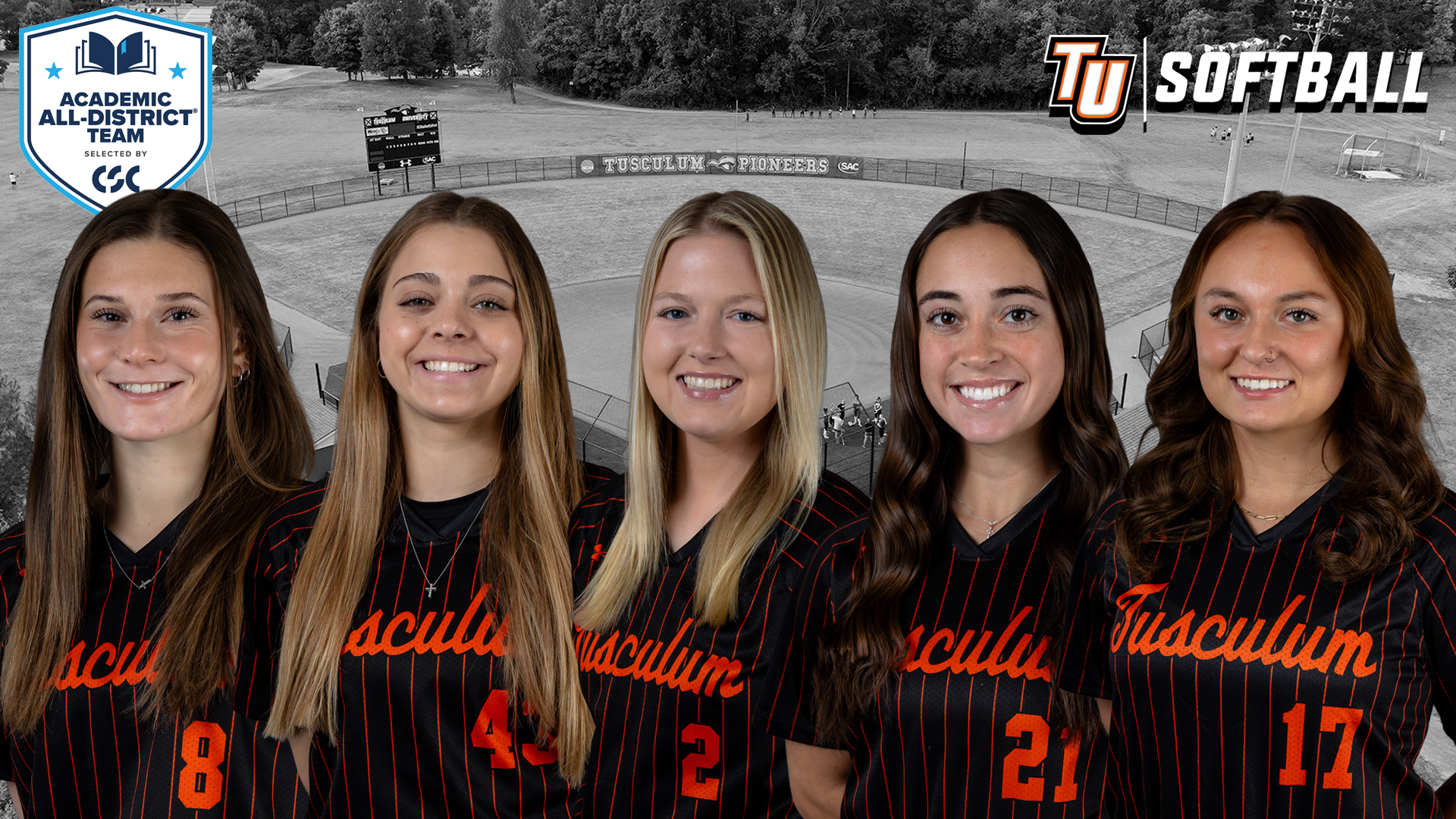 Five Pioneers named to CSC Academic All-District softball team