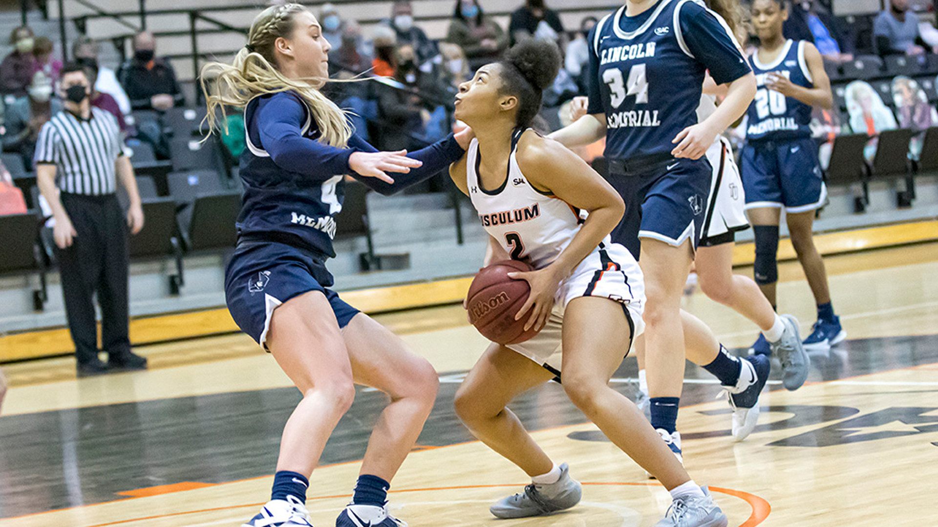 Jalia Arnwine scored 22 points to lead Tusculum to a 71-62 come-from-behind win over Lincoln Memorial (photo by Chuck Williams)
