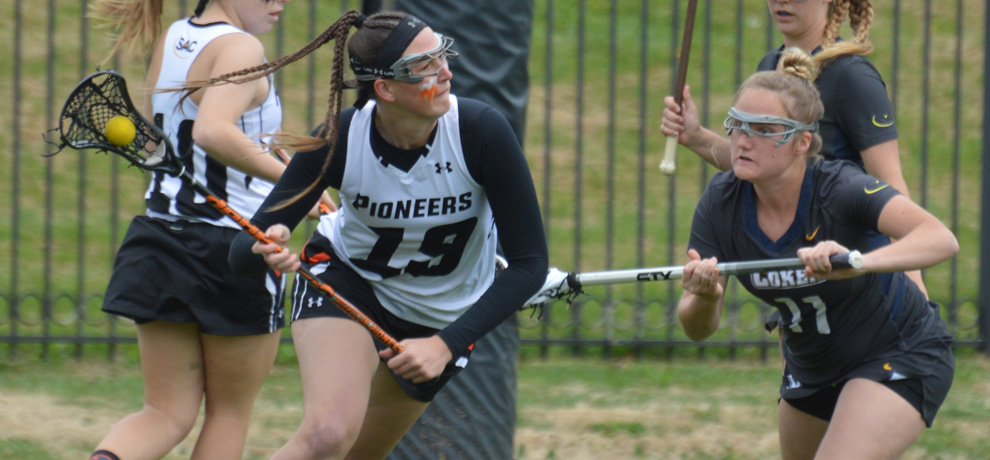 Juliette Cusano scored 5 goals in Tusculum's 16-14 SAC win over Coker (photo by Kendrick Grant)