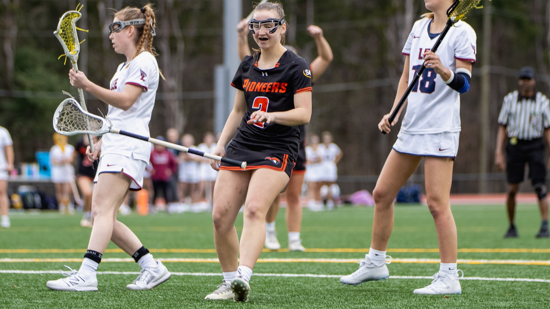 Abby Lockwood celebrates a goal against Lee (photo by Kari Ham)