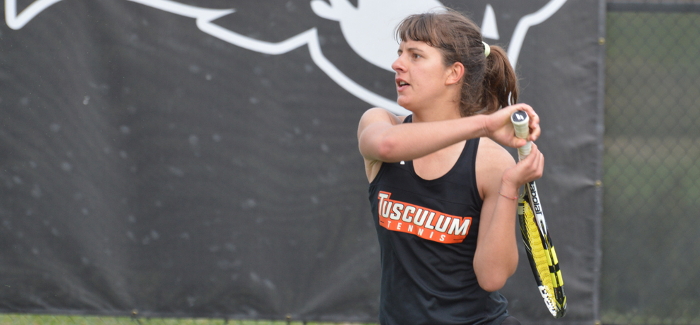 Angelica De Vincenzis rallied from a set down and trailed in the third set to win the deciding point in Tusculum's thrilling 5-4 win over Queens