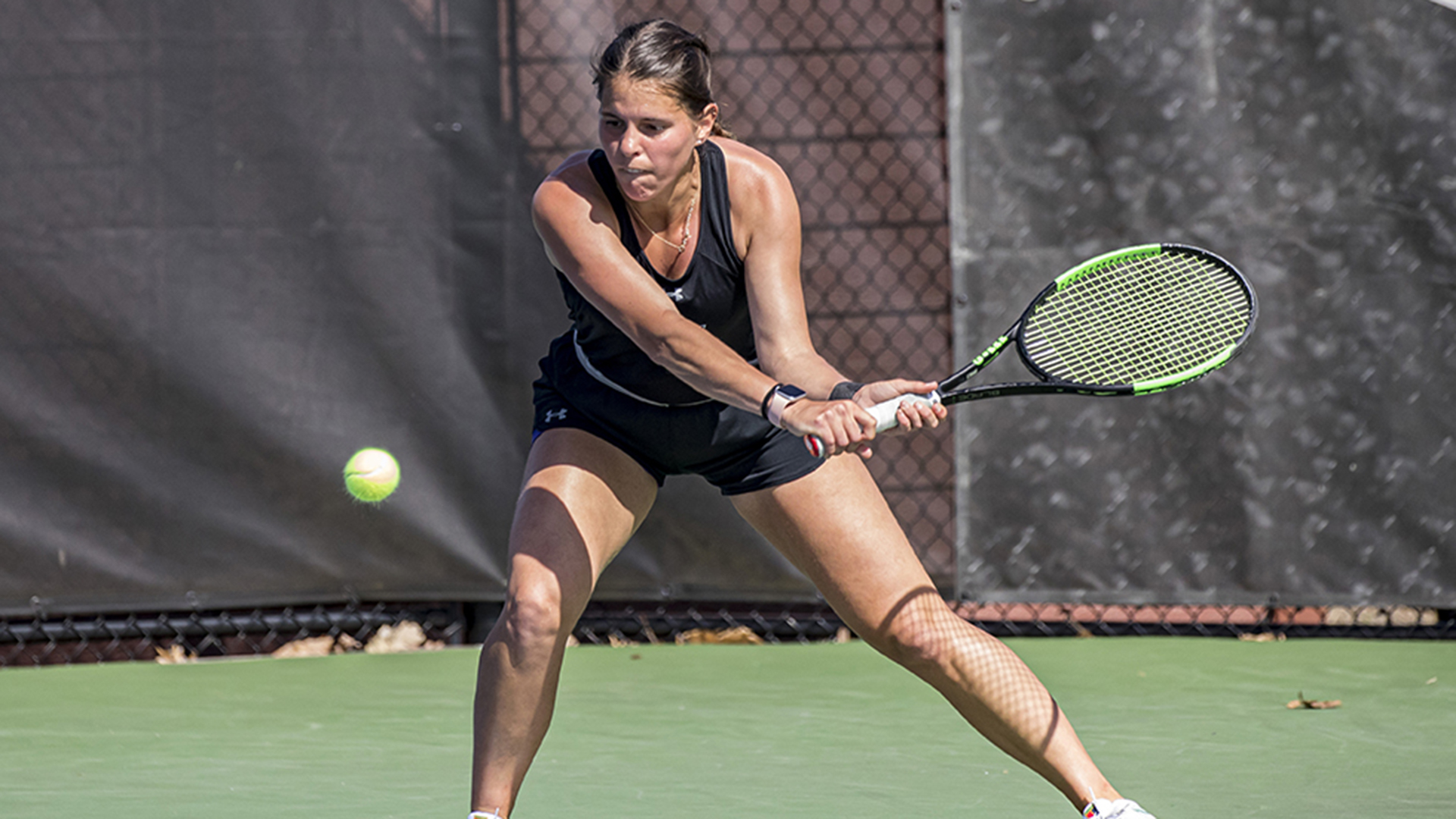 Caitlin McCullough won in three sets in the final match to clinch the win over Newberry (photo by Chuck Williams)
