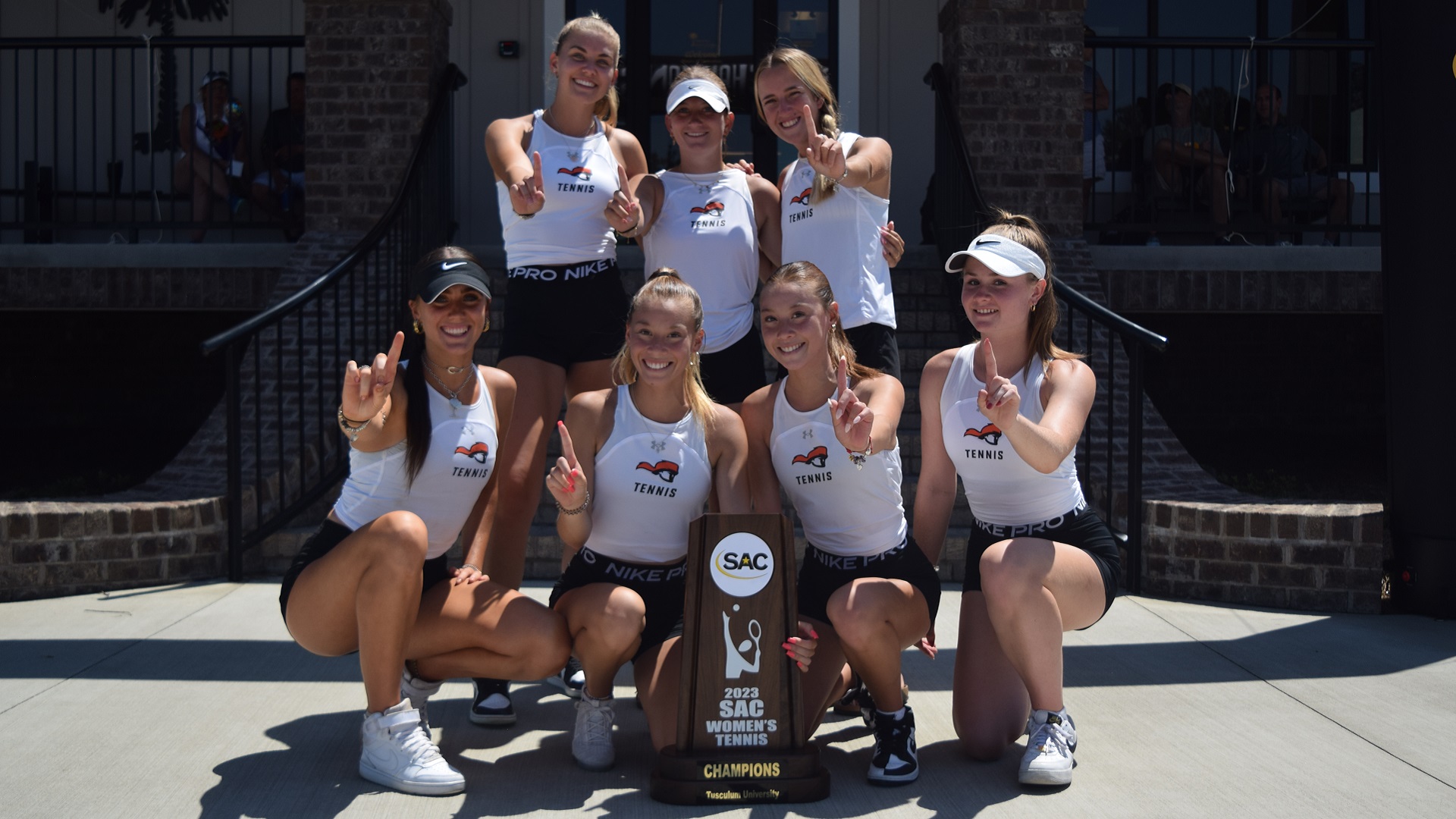 The Pioneers pose with their SAC Championship trophy for finishing in first place during the regular season